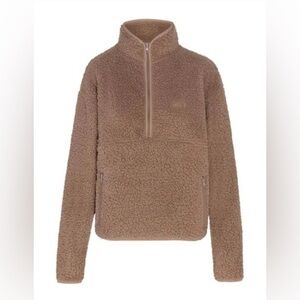 SKIMS Brown Sherpa Half-Zip Pullover Hoodie
